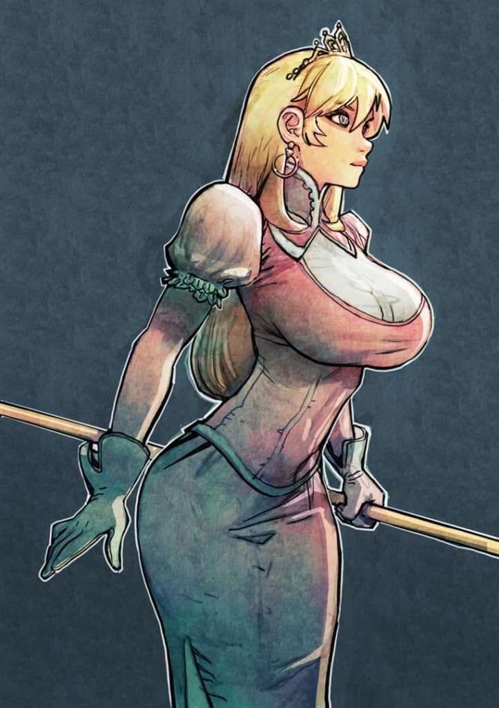 Princes Peach with huge breasts art