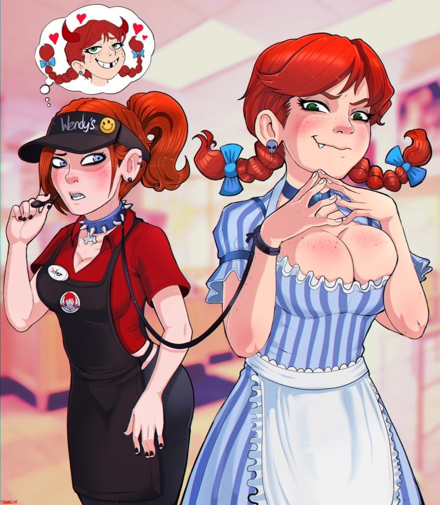 Wendys mascot porn rule 34 employee on a leash
