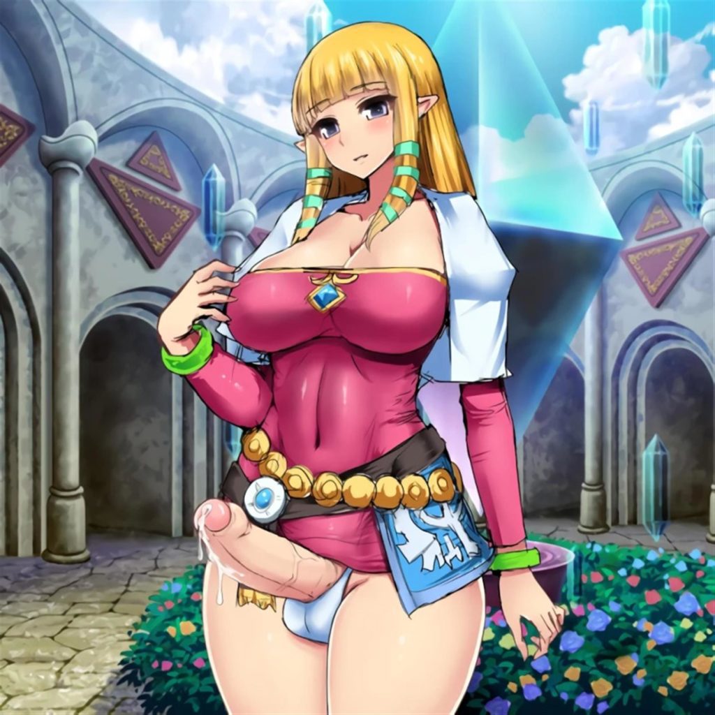Futa Zelda with her erect dick out