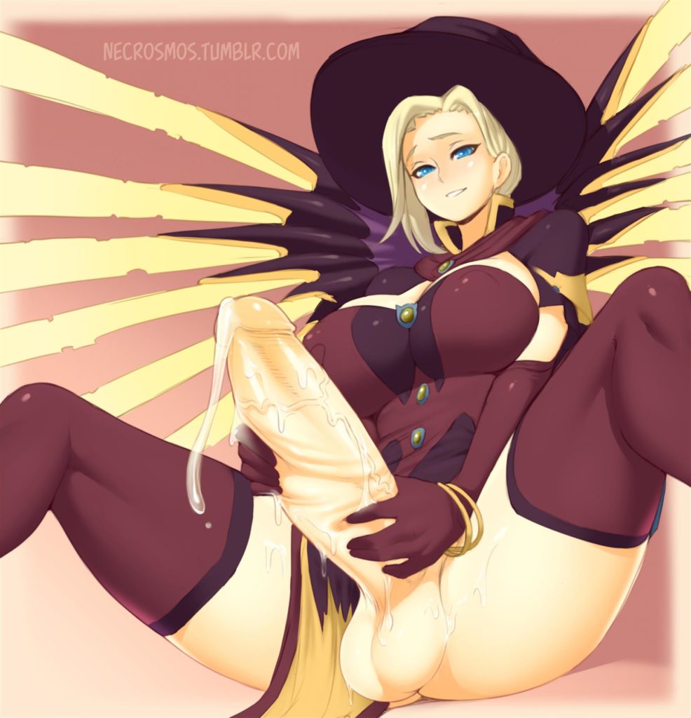 Halloween Witch Mercy with a huge futa dick