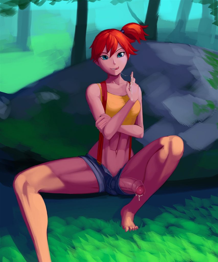 Misty sitting in the forest after masturbating