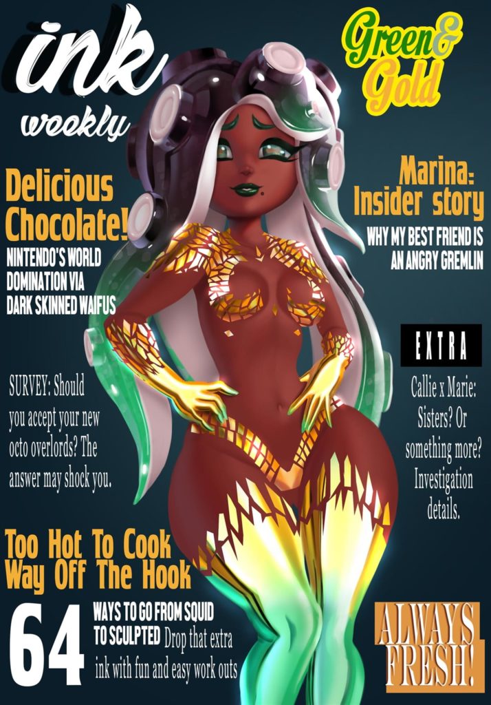 Marina nude in a magazine cover