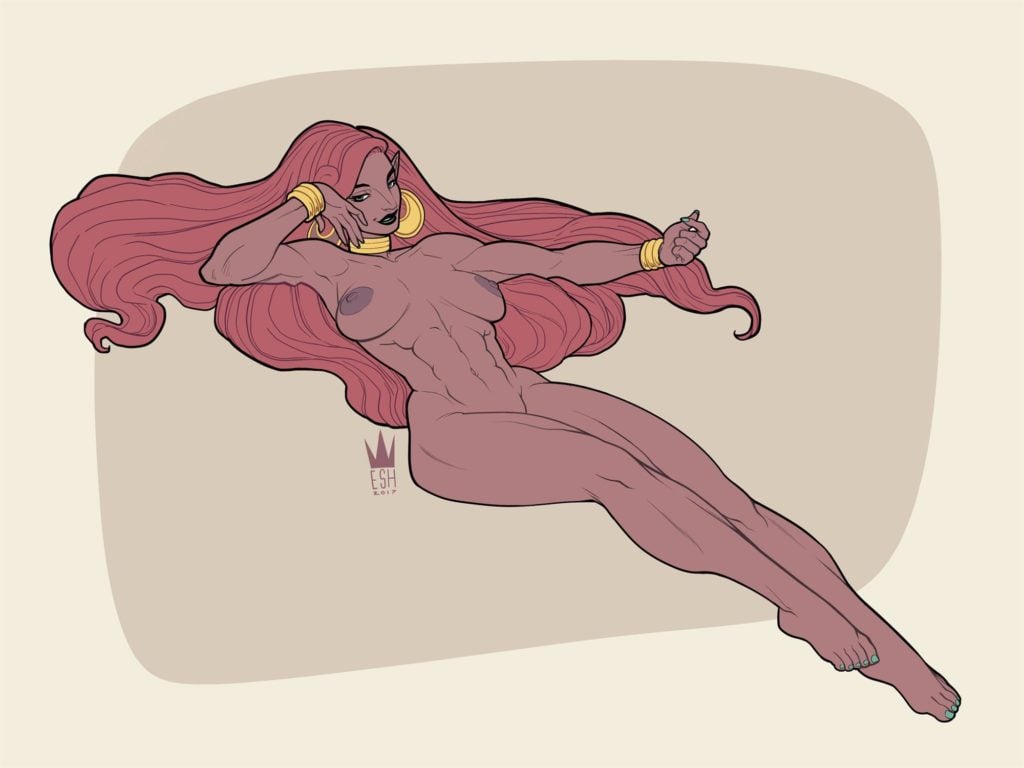 Urbosa laying around nude looking fit and muscular