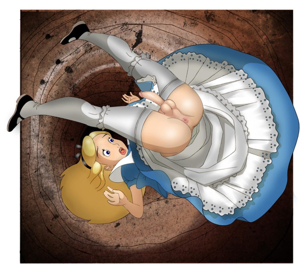 Futa Alice falling into the rabbit hole upskirt.