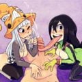 Froppy and Eruka from Soul eater sucking on a dick together