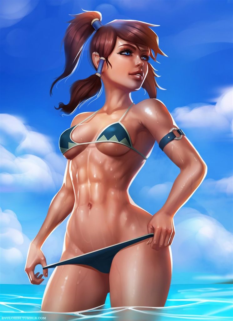 Fit Korra with abs in bikini