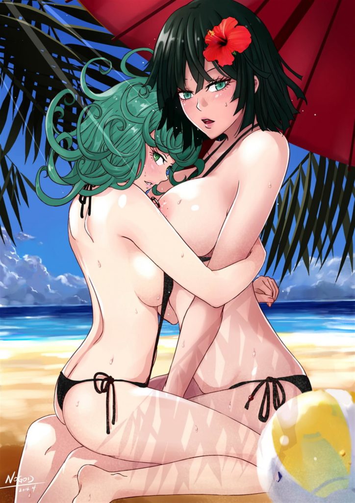 Tatsumaki and Fubuki lesbianing at the beach