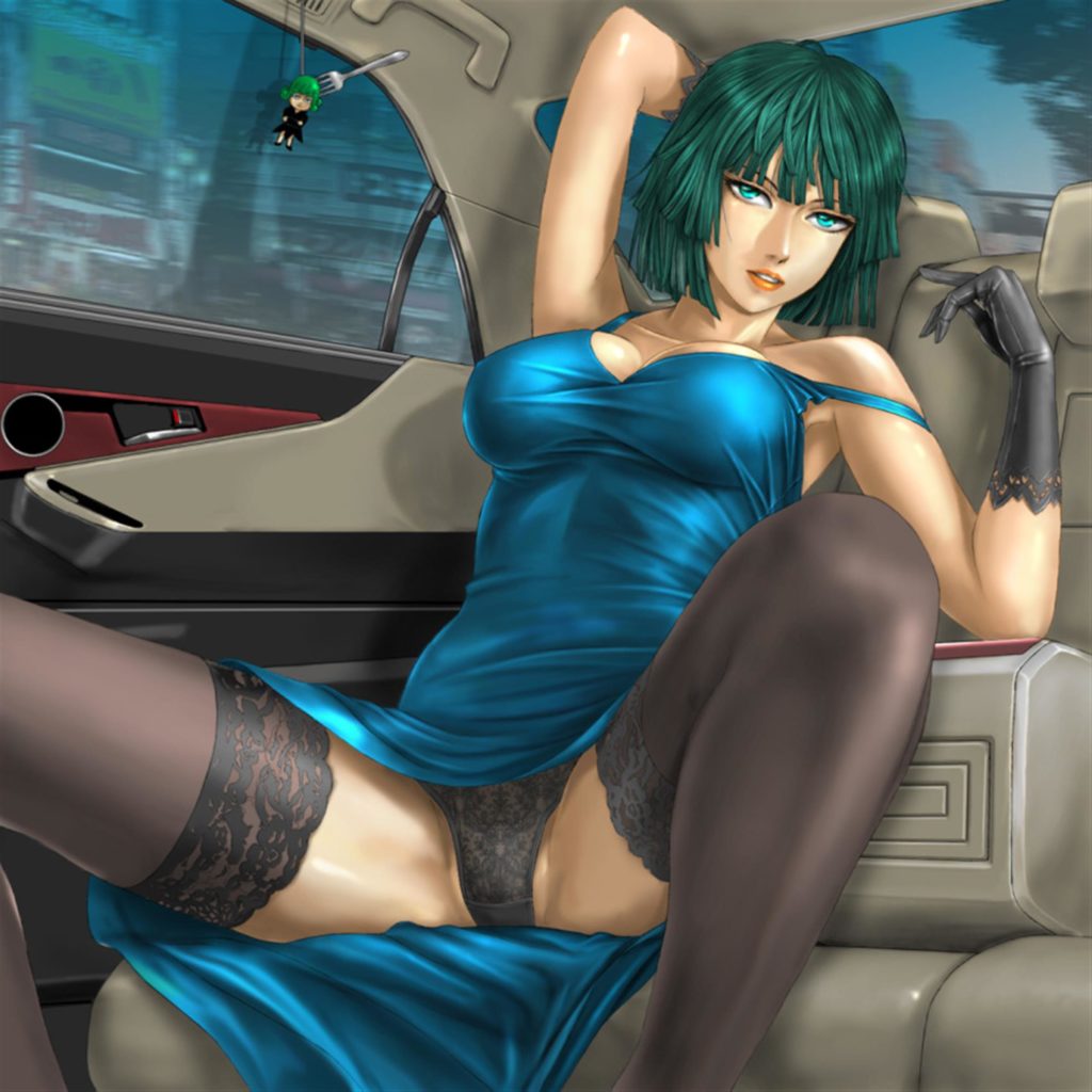 Fubuki in the car spreading her legs