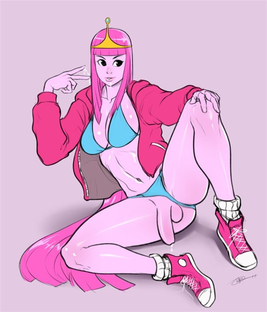 Princess Bubblegum posing with her dick out