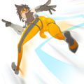 Tracer running with her dick hanging out