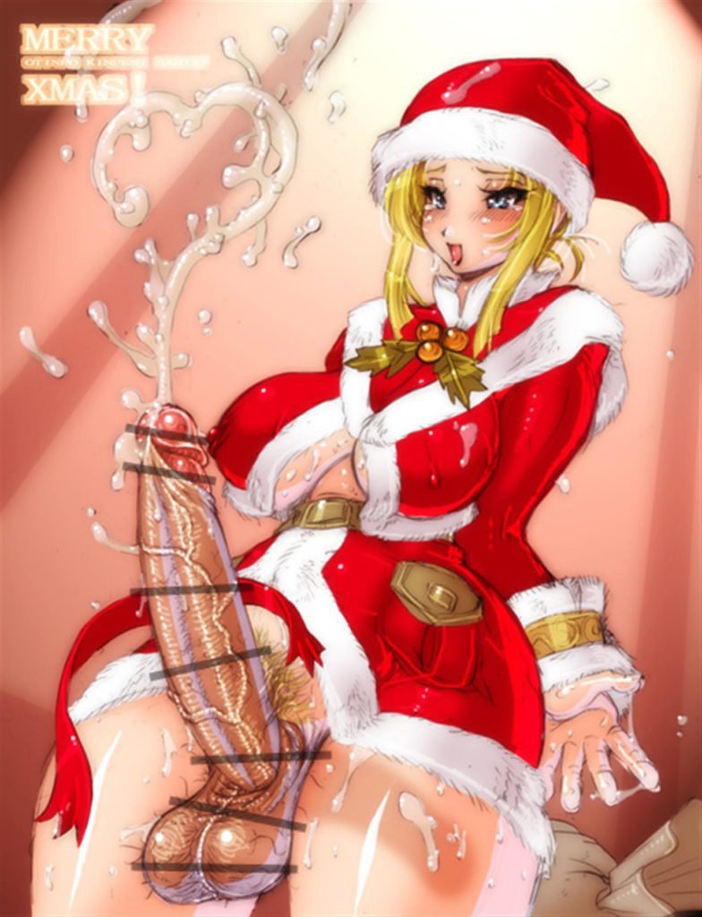 Futa girl in Santa dress has a giant dick