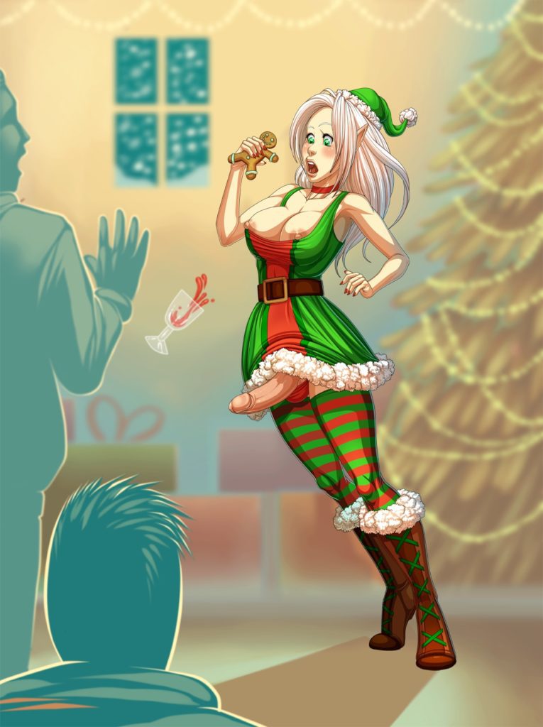 Christmas elf gets surprise boner