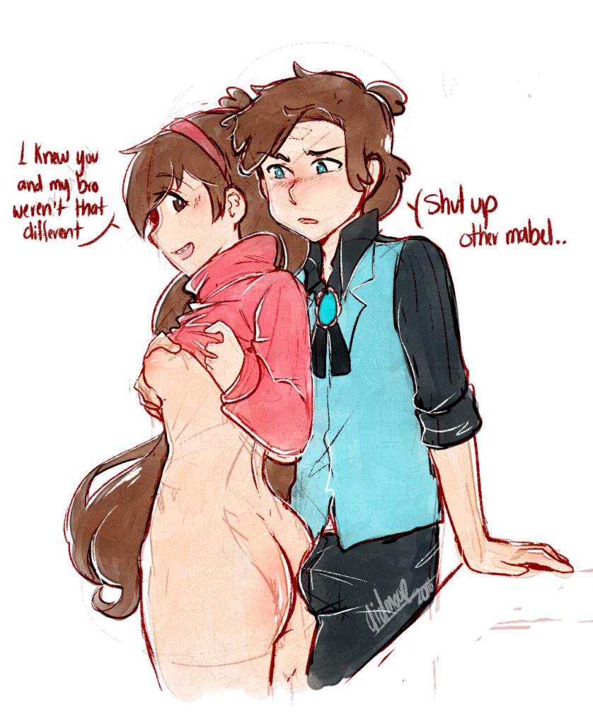 Mabel doing stuff with Dipper.