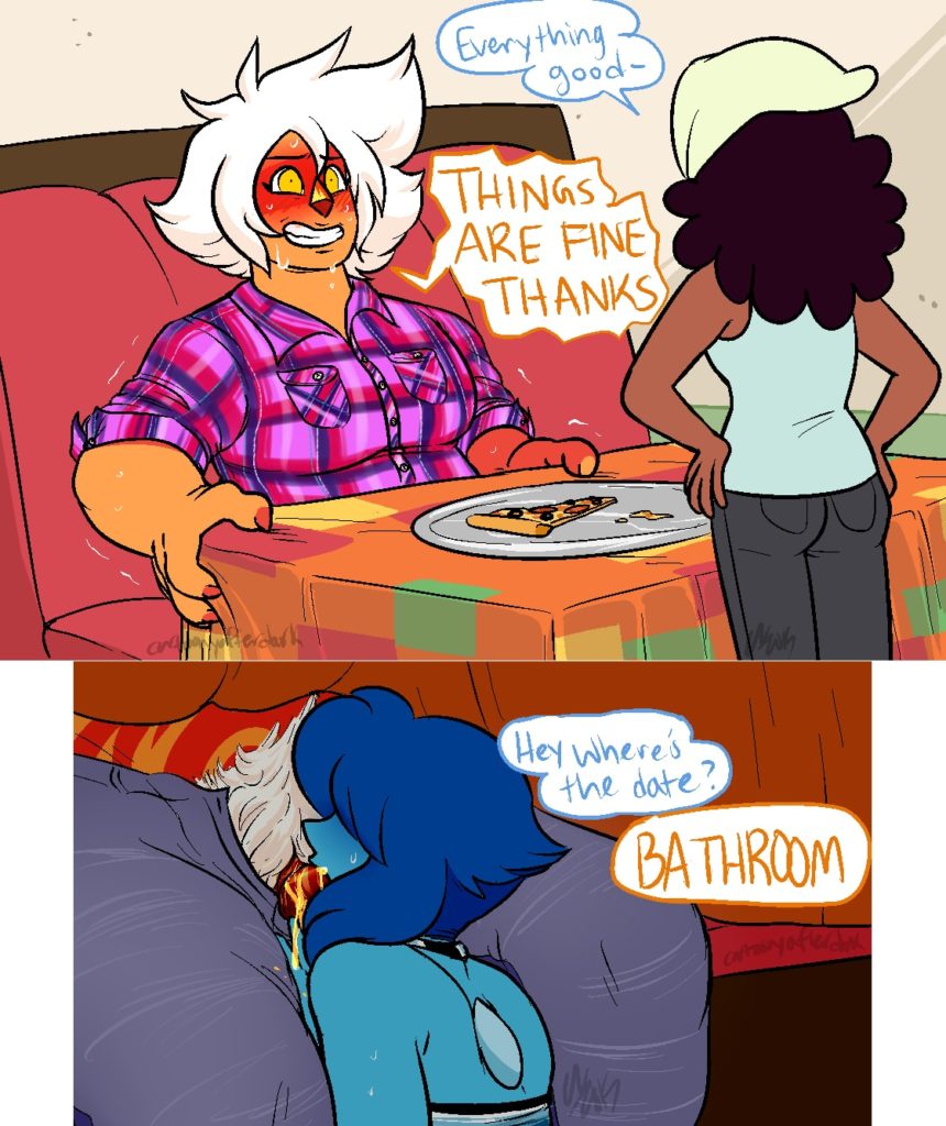 Lapis sucking Jaspers dick under the table