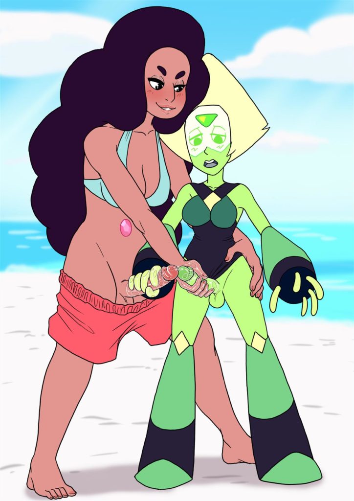 Peridot and Stevonnie jerking each other off