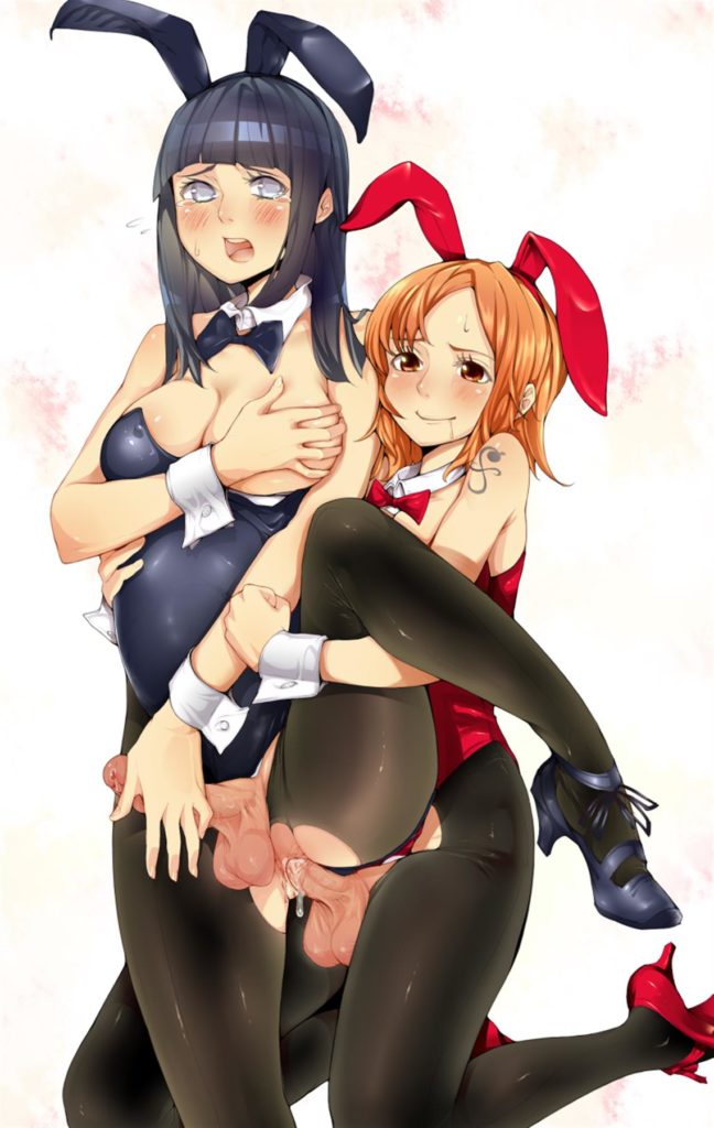 Futa Hinata and Nami having sex in bunny suits