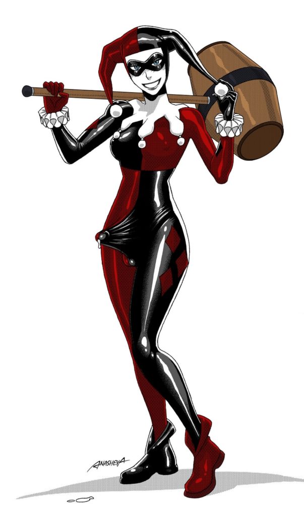 Harley Quinn's futanari dick is hard under her jumpsuit