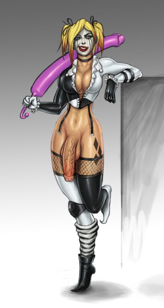 Futanari Harley Quinn with a huge dildo sword