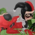 Harley Quinn blowing Poison Ivy's vine dick