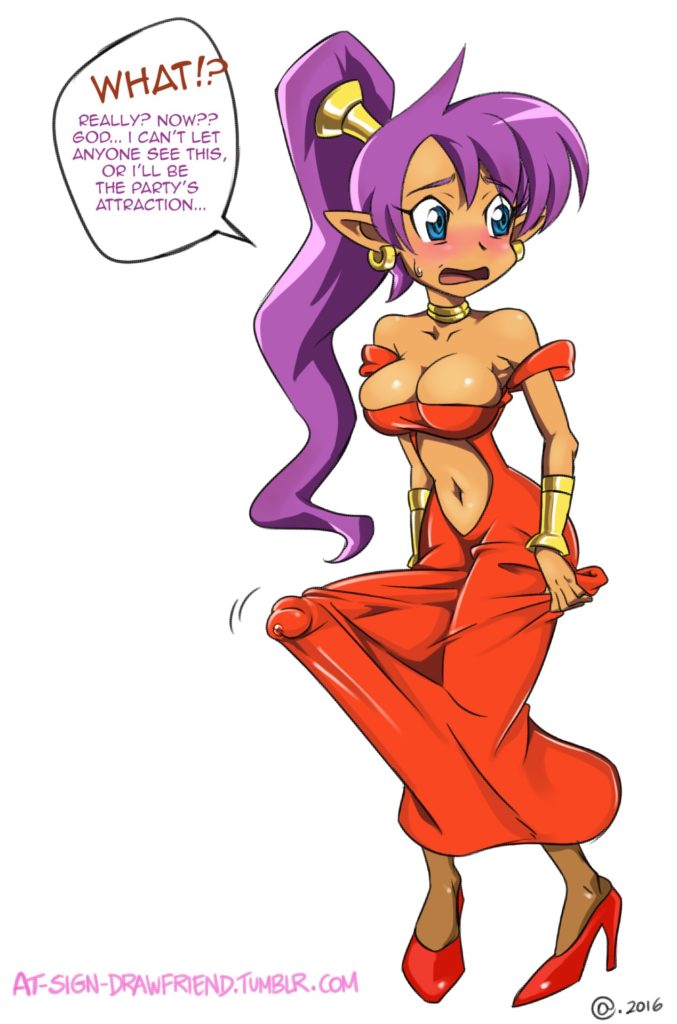 Futanari Shantae gets a boner in public