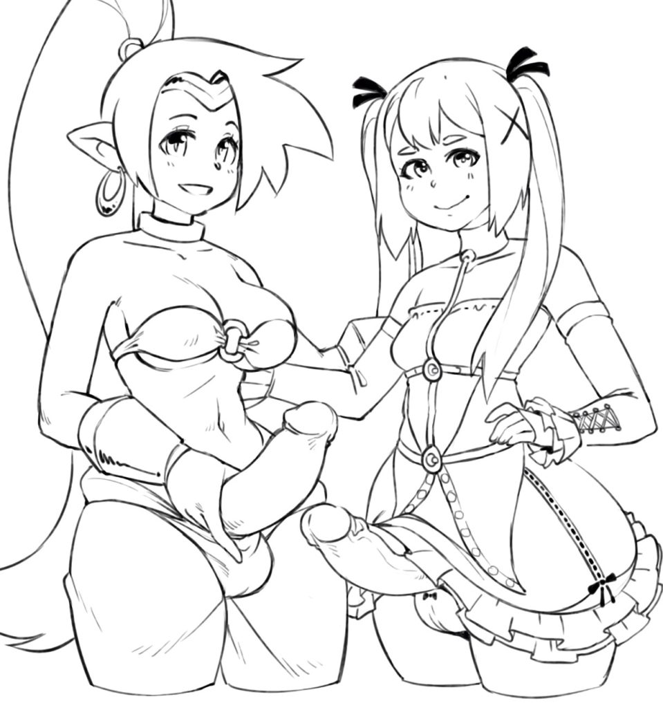 Maria Rose and Shantae with futa dicks