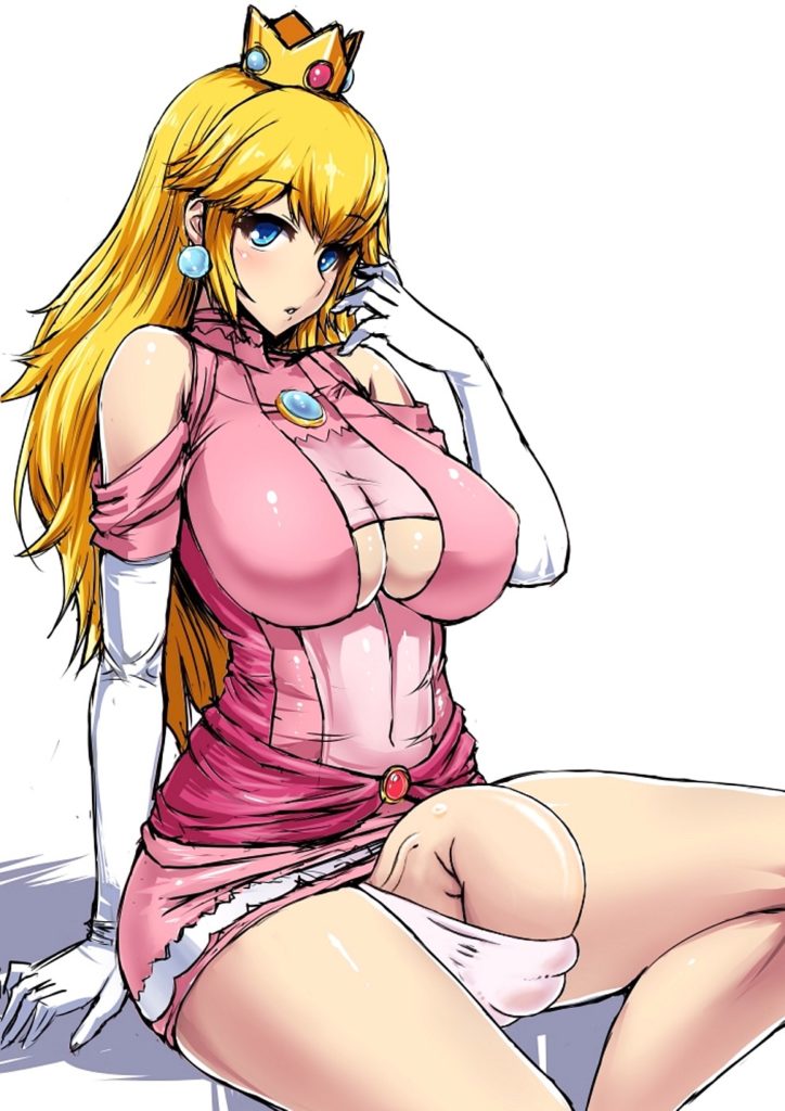 Mature big boob futa Princess Peach whos dick can barely fit in her panties