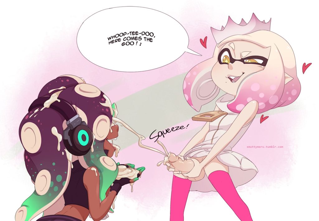 Marina loves futa Pearl's cum on her face. Splatoon rule 34 hentai