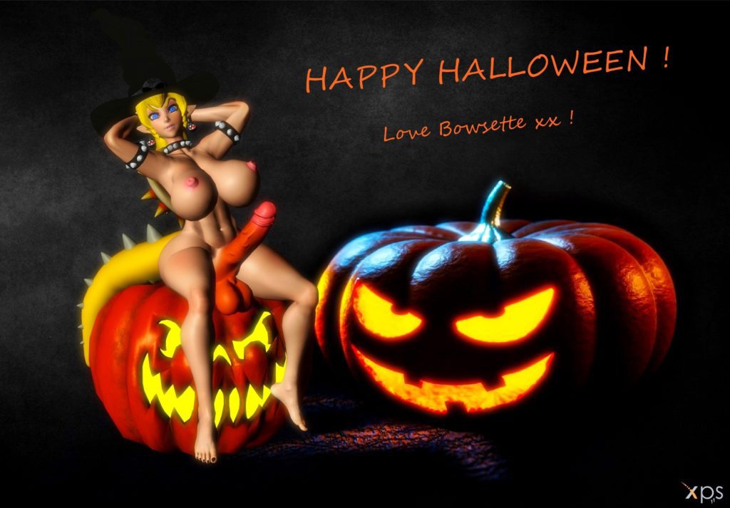 Halloween futanari Bowsette with big tits
