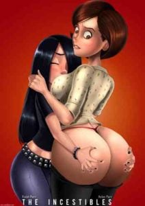 Violet grabbing her mother's big thick ass. Disney’s The Incredibles futanari incest rule 34 comic by Shädman.