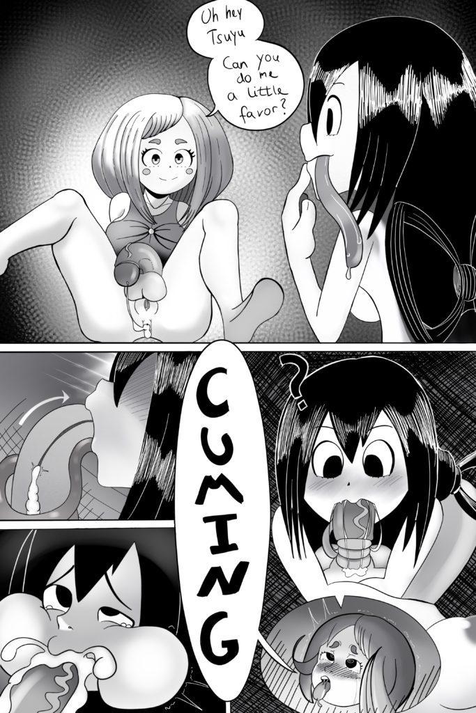 Gomentai - Froppy gives futa Ochako a blowjob comic. My hero academia porn hentai rule 34
