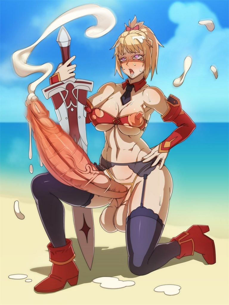 Lycra - Futa Mordred with a huge dick Fate Grand Order hentai porn