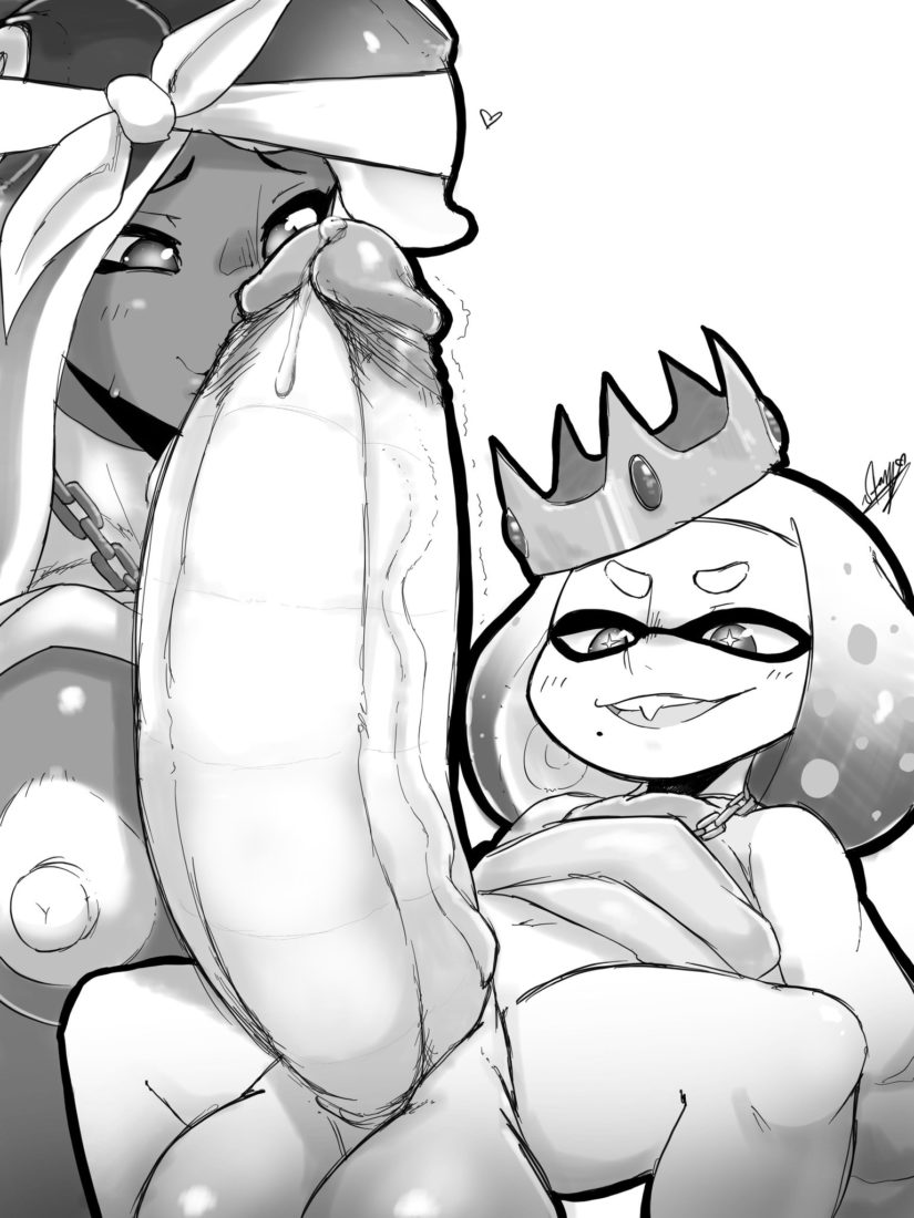 Starykrow - Futa Pearl about to get her dick sucked by marina splatoon