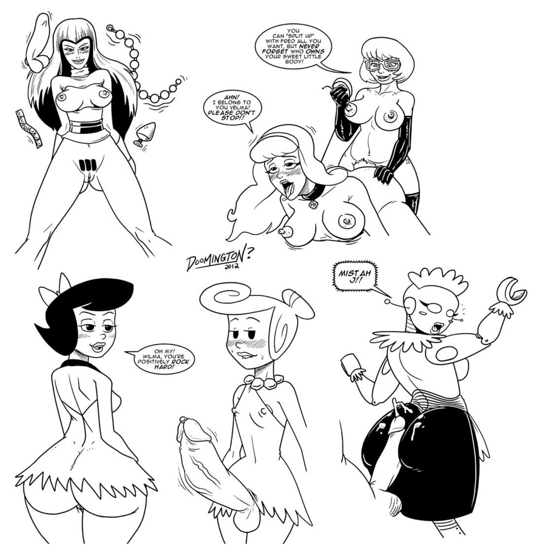Doomington - Velma Daphne Betty Rubble Wilma Flintstone Gravity Girl Rosie the Robot