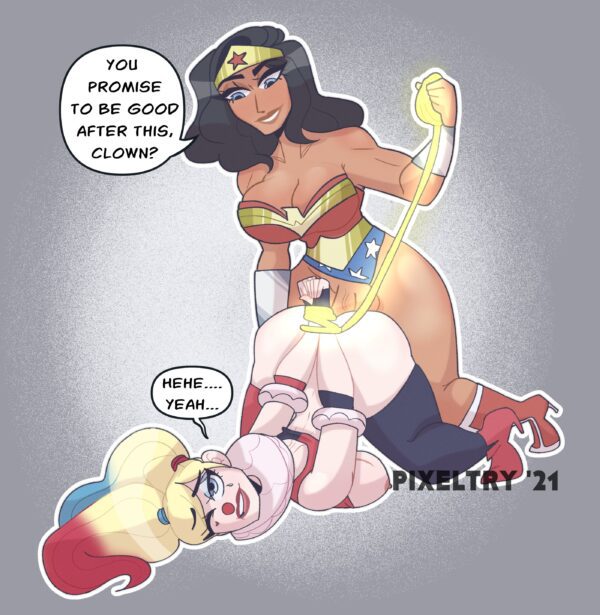 Melat0nin - Futa Harley Quinn Wonder Woman porn 1
