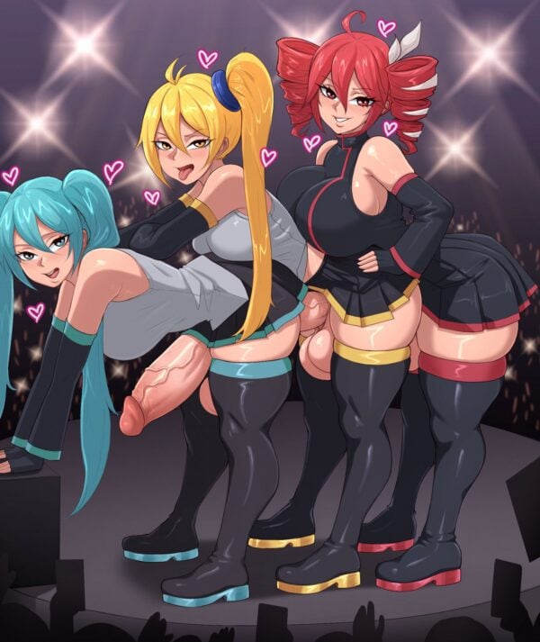 vicsenpai - futa on futa akita neru hatsune miku kasane teto triple baka (vocaloid) vocaloid hentai porn